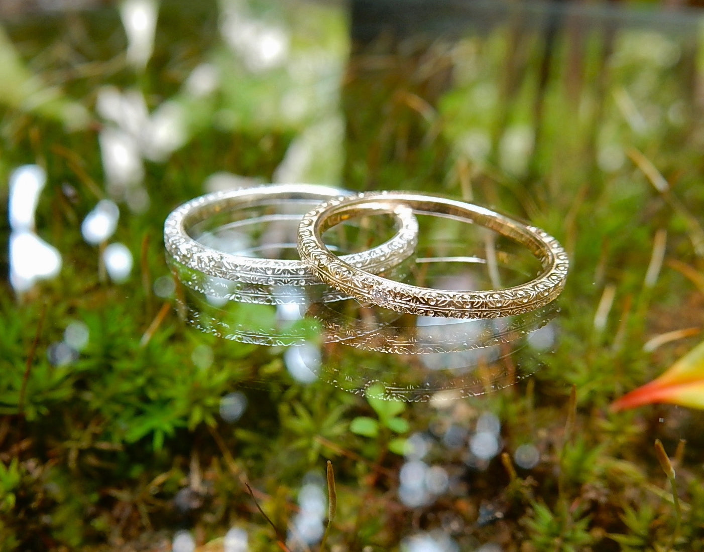 Decorato anello “cintolo” <飾り彫りリング ”細紐”> Pt900