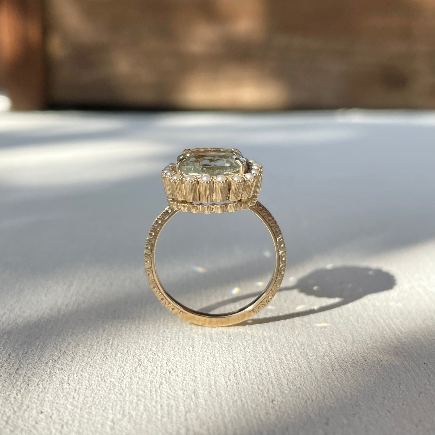 Anello ”Giardino” <グリーンクォーツとパールのリング>
