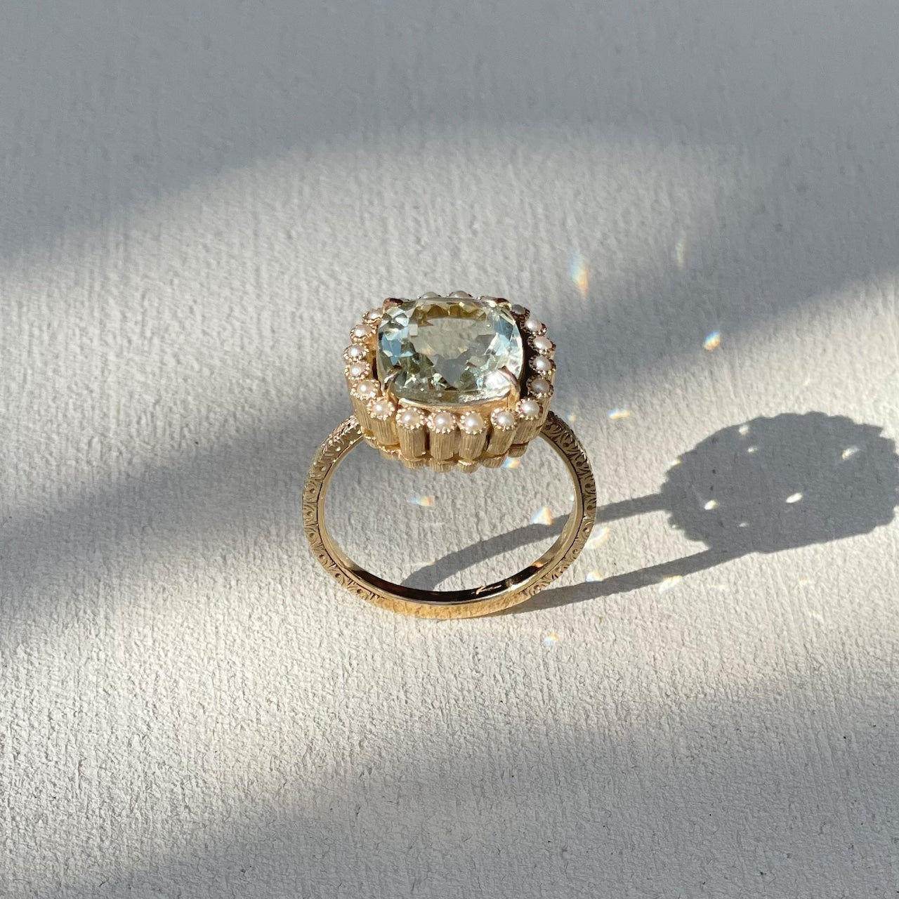 Anello ”Giardino” <グリーンクォーツとパールのリング>