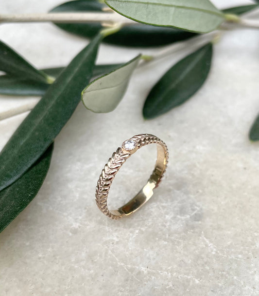 Anello etarno “alloro con diamante” ＜月桂樹のリング “煌” ＞